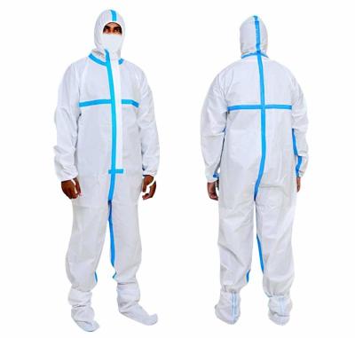 China 40 50 70 Gsm Black Blue All In One Disposable Coveralls Disposable Isolation Suit for sale