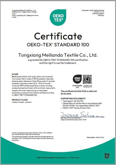 OEKO-TEX® STANDARD 100 - Queen Bedding Factory