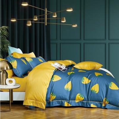 China Luxusbaumwollbettwäsche-Blatt-Daunendecke-Bettlaken-Bettwäsche-Satz 100% zu verkaufen