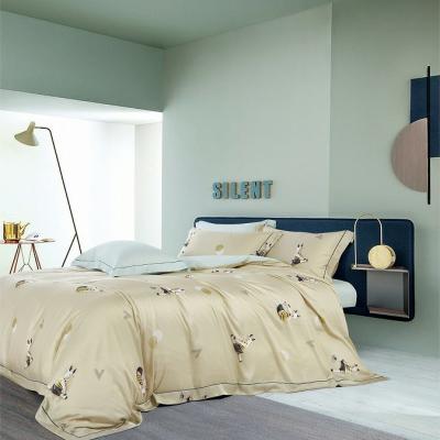 China Reactive Printing 230TC Tencel Silk Sheets Soft Home Bedding Set 100% Tencel Pillow Case for sale
