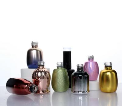 China Silk Printing Colorful Glass Empty Nail Polish Bottles With Brush for sale