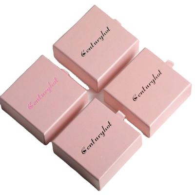 China Custom Logo Velvet Pink Puller Jewelry Packaging Boxes 9x9x3cm for sale