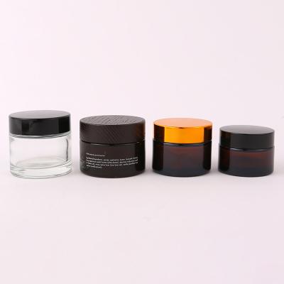 China Garrafa cosmética lateral reta que empacota o frasco de vidro claro dos cosméticos do creme de 1 onça 2oz 4oz à venda