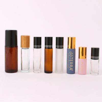 China Glass Perfume Roller Ball Bottles Bamboo Or Wooden Lid 5ml 10ml 15ml for sale