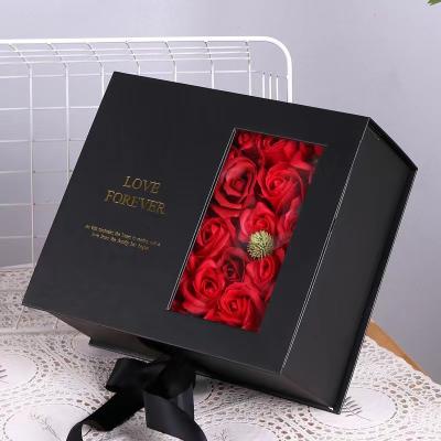 China Black Magnetic Biodegradable Packaging Wedding Gift Flower Box Packaging for sale