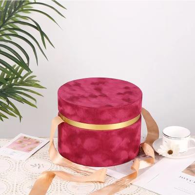 China Pink Rose Paper Cylinder Rigid Cardboard Biodegradable Packaging With Hat Round Tube for sale