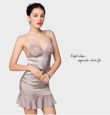 中国 Elegent の女性は絹の Nightdress、寝間着によってを染められる注文の灰色のバイオレット滑らかにします 販売のため