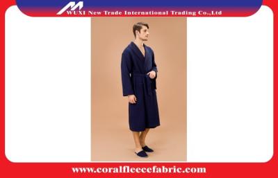 China Classical Style Navy Blue Man Luxurious Bathrobe Double Layer Waffle Weave Men Gown for sale