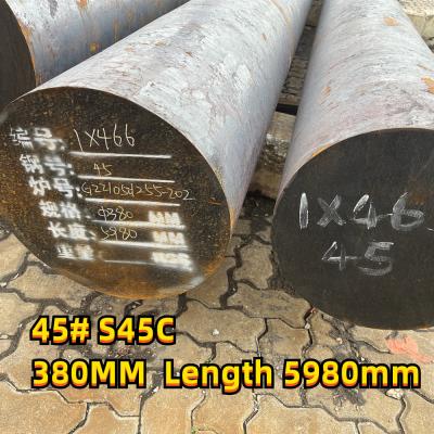 China Hot Rolled With  Heat Treatment Carbon Steel Round Bar C45 SAE1045 Forged Shaft Bar 380MM for sale