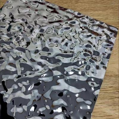 China 201/304 Water Wave Stamping Mirror Water Ripple Stainless Steel Sheet For Wall And Ceiling Decoration for sale