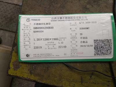 China Califique 409L la hoja de acero inoxidable 0.5-10m m, hoja acabada NO.1 de 2B 2.o SS SUH409L en venta