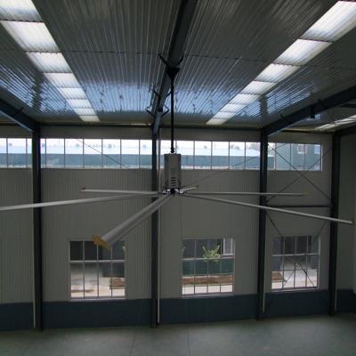 China 24ft Big Air Large Industrial Ceiling Fan Hvls Six Blades , Remote control electric power 1500w for sale