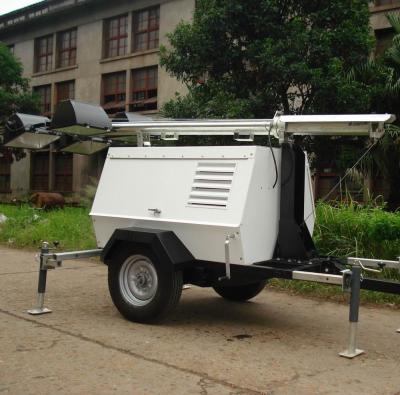China 6kw - 8kw Diesel Light Tower Generator , Mobile Light Tower 1000Wx6 Lamps With Trailer for sale