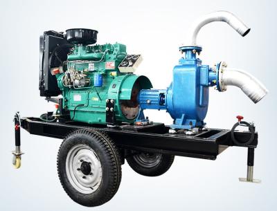 China trailer mounted 20hp diesel engine water pump set for agricultural irrigation 100m3 / h for sale