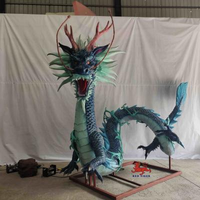 中国 Alive Sound Realistic Animatronic Animals Chinese Mythical Creatures Green Dragon 販売のため