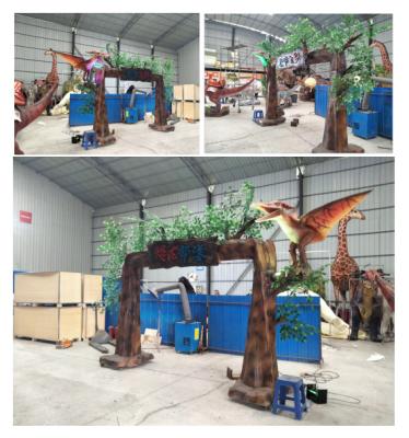 China Tree Door Dinosaur Tribe For Theme Park With Rgb Light for sale