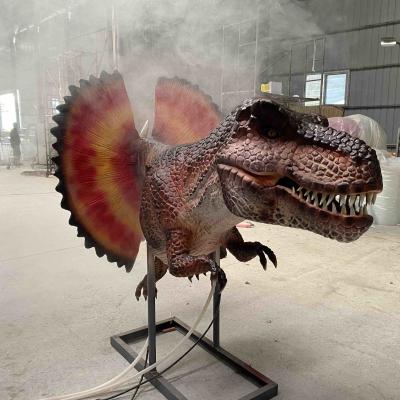 China Lifelike Realistic Animatronic Dinosaur Dilophosaurus Head With Smoking Effect for sale