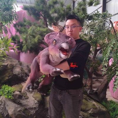 China Stage Show Small Dinosaur Hand Puppet Of Protoceratops for sale