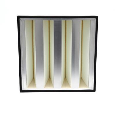 China HEPA Glassfiber V Cell Filter Mini Pleat 600Pa For Cleaning Room for sale