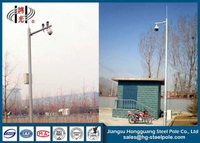 China Monitor Cctv Mounting Poles / Security Camera Pole  For Security Q235 With Single Arm for sale
