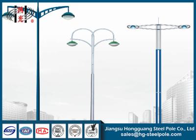 China Double Arms Q235 10 Meters Street Light Poles  Steel Conical With Solar Pannel for sale