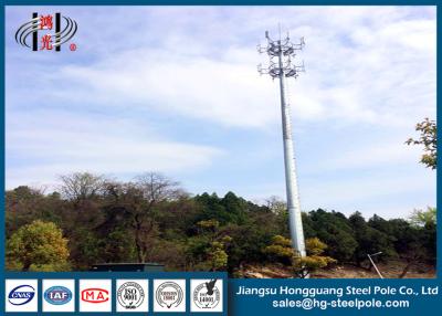 China Telecommunication Monopole Towers Outter Climbing Rung Two Platforms for sale