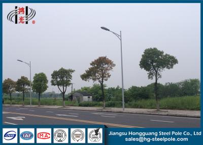 China Round / Conical Street Commercial Light Poles With Single Branch Powder Coated for sale