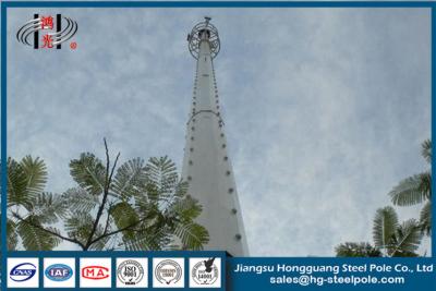 China Electrical Telecommunication Towers , Hot Dip Galvanized Monopole Cell Tower With Lights for sale