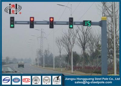China Hot Dip Galvanized Traffic Light Pole , Single Arm Traffic Signal Pole for sale