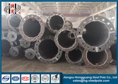 China Steel Flange Connection Type Electrical Power Pole , Galvanized Pole With Anchor Bolt for sale