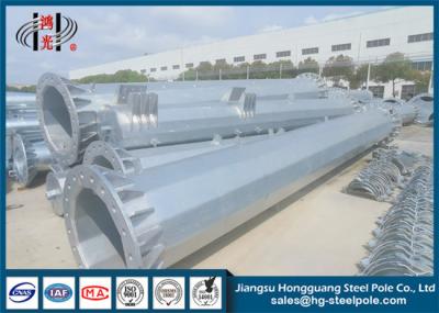 China Flange Connection Type Electrical Galvanized Steel Pole With Anchor Bolt Q345 for sale