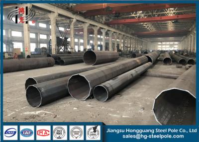 China 16m  Q345 Galvanized Power Transmission Line Poles Joint With Flange for sale