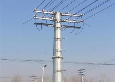 China Galvanized 33kv Electrical Power Pole High Tension Transmission Line Steel Tower Pole for sale