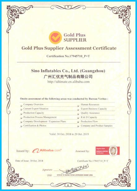 Gold Plus Supplier Assessment Certificate - Sino Inflatables Co., Ltd. (Guangzhou)