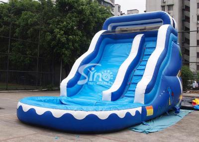 China 17' ocean wavy commercial kids inflatable water slide with pool made of lead free pvc tarpaulin for sale