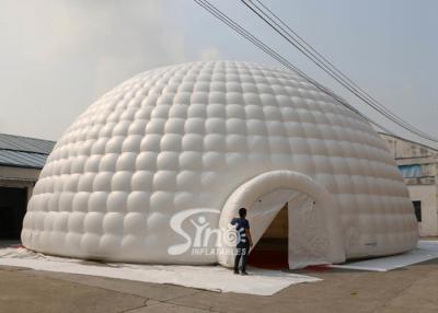 China 18m white giant inflatable igloo dome tent with 3 tunnel entrances for parties for sale