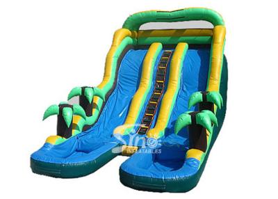 China 25' high commercial kids tropical palm trees inflatable water slide with pool made of best material for outdoor water fu for sale