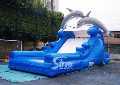 China tobogán acuático inflable de los altos niños lindos del delfín de los 5m con la reunión de la piscina con EN14960 de la fábrica inflable de China en venta