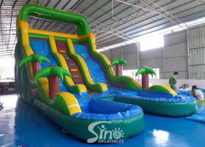 China 25' high tropical plam trees commercial kids inflatable water slide with double pool from China inflatable manufacturer for sale