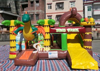 China Castillo de salto combinado de la diapositiva inflable de la despedida del parque del dinosaurio con la diapositiva para los juegos inflables en venta