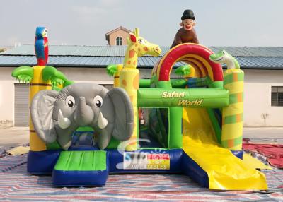 中国 子供屋外Nの屋内運動場の楽しみのためのサファリの世界のジャングル象の膨脹可能な弾力がある城 販売のため
