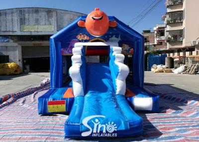 China Castillo animoso de la pequeña casa inflable de la despedida con el puente combinado de la diapositiva para la diapositiva inflable de la casa de la despedida de los juegos combinada en venta