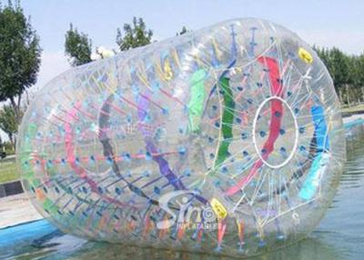 China 3.0m long clear inflatable zorb roller with colorful ribbons for water and land use for sale