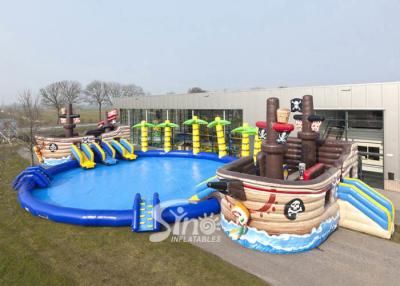 China Amazing Shark And Pirate Inflatable Water Park With Big Pool for sale