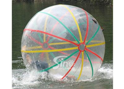 Chine Boule gonflable de hamster de l'eau de PVC de bandes colorées pour marcher sur l'amusement de boule de l'eau à vendre