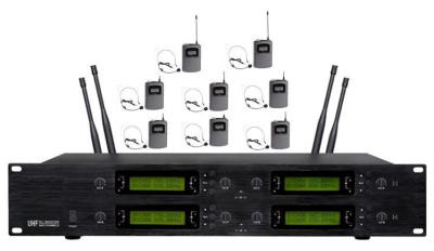 China 8 Channel UHF Wireless Microphone System LCD for sale