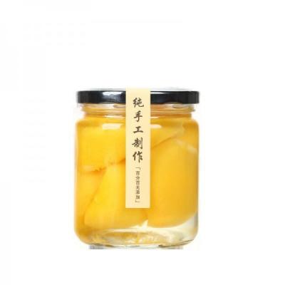 China Lleve - el tarro de cristal redondo resistente heló el tarro del vidrio del almacenamiento de la comida con la tapa de bambú en venta