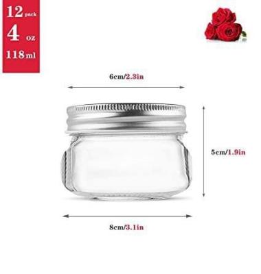China Crystal Clear Round Glass Jar Durable Thick Glass 4oz Mason Jar for sale