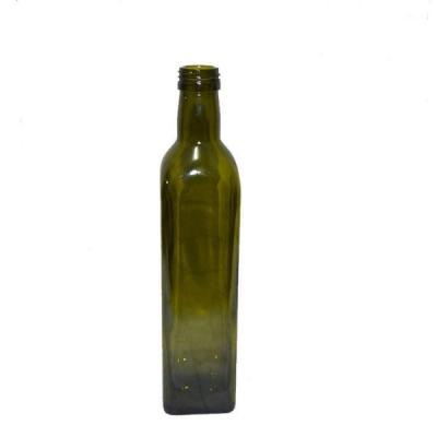 China Square Green Olive Oil Marasca Bottle Empty Glass Bottle For Packaging for sale