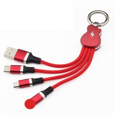 China Sync 3 In 1 Keychain Cable For Samsung 2.4 A USB Cable IOS Android for sale